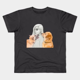 Portrait of women with 2 #dogs Kids T-Shirt